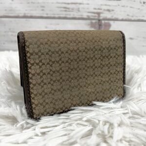 Coach Brown Signature Canvas Credit Card Business Card Holder